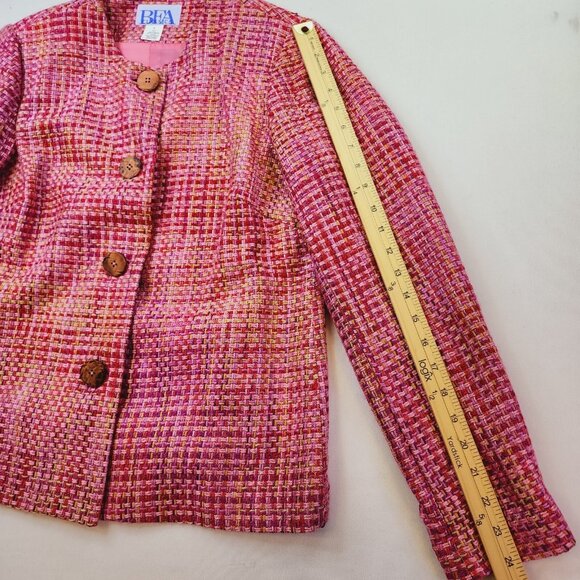 BFA Classics Blazer Jacket Women 8 Pink Easter Sping Vintage Granny Woven - Picture 5 of 9